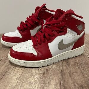 Nike Jordans Youth size high top sneakers Red and White